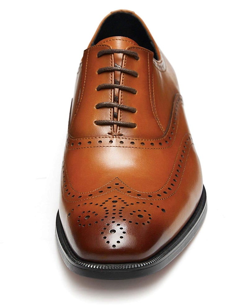FRASOICUS Menâ€™s Dress Shoes with Genuine Leather in Classic Brogue Elastic Band Oxford Formal (Brown, Adult, Men, 10.5, Numeric, US Footwear Size System, Medium) - Image 4